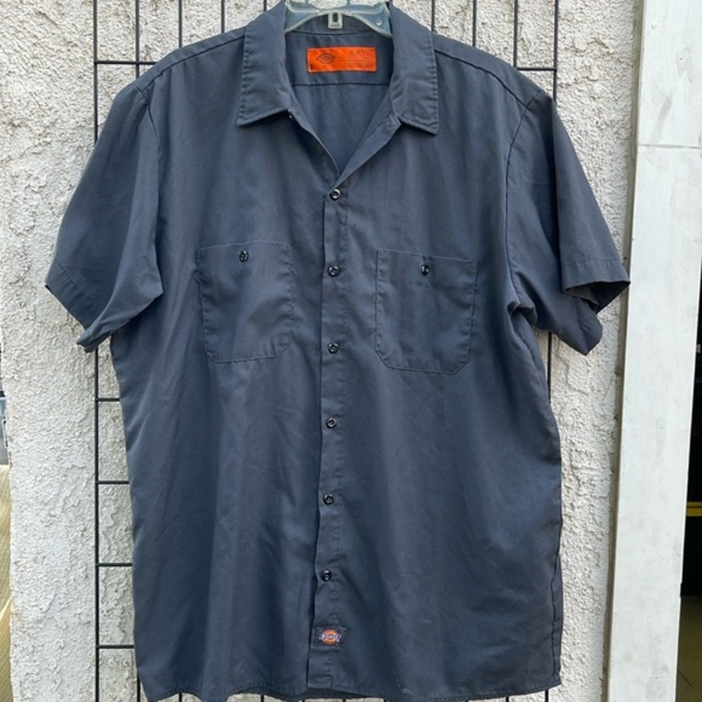 Dickies short sleeve gray work shirt double pockets size XL